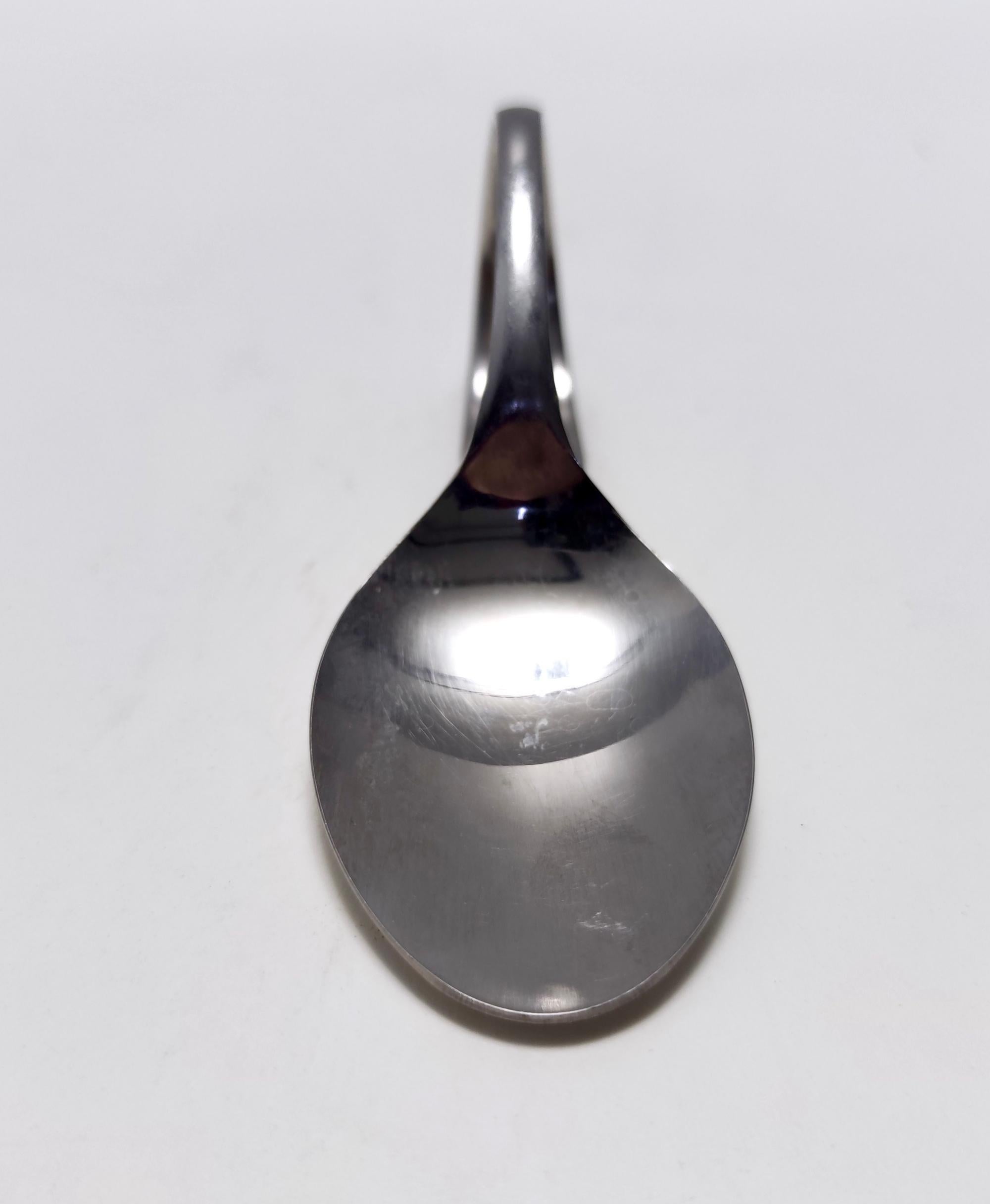 Postmodern Set of Twelve Steel Serving Spoon by Pinti, Italy, 1980s For Sale 3