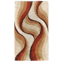 Vintage Postmodern Shag Rug with Abstract Design, circa 1970