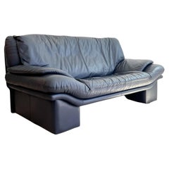 Used Postmodern Sharkskin Blue Leather Sofa by Nicoletti Salotti