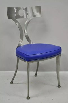 Postmodern Shaver Howard Brushed Steel Metal Modernist Dining Chairs - Set of 4