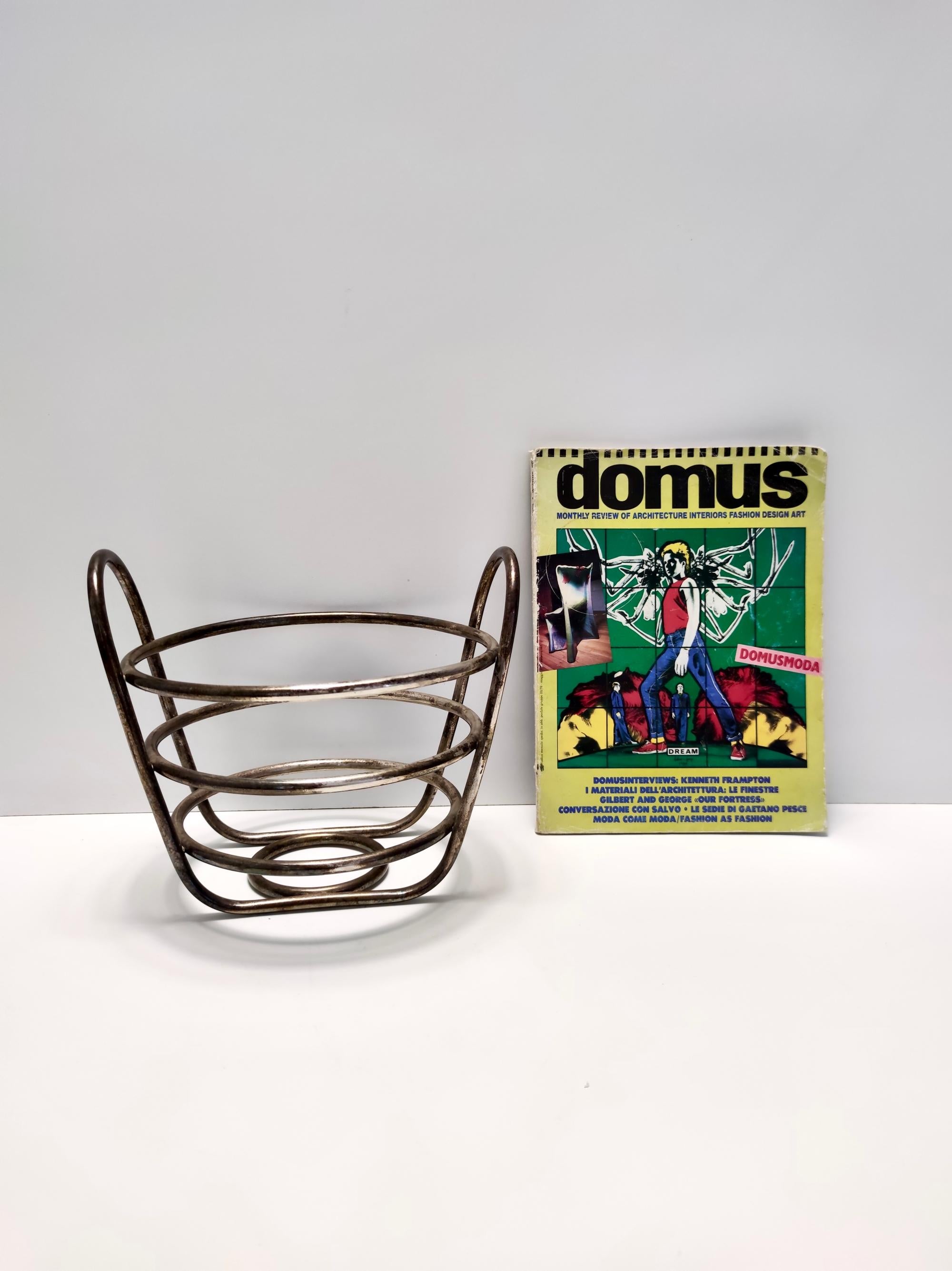 Post-Modern Postmodern Sheffield Plated Metal Fruit Basket by Lino Sabattini, Marked, Italy For Sale