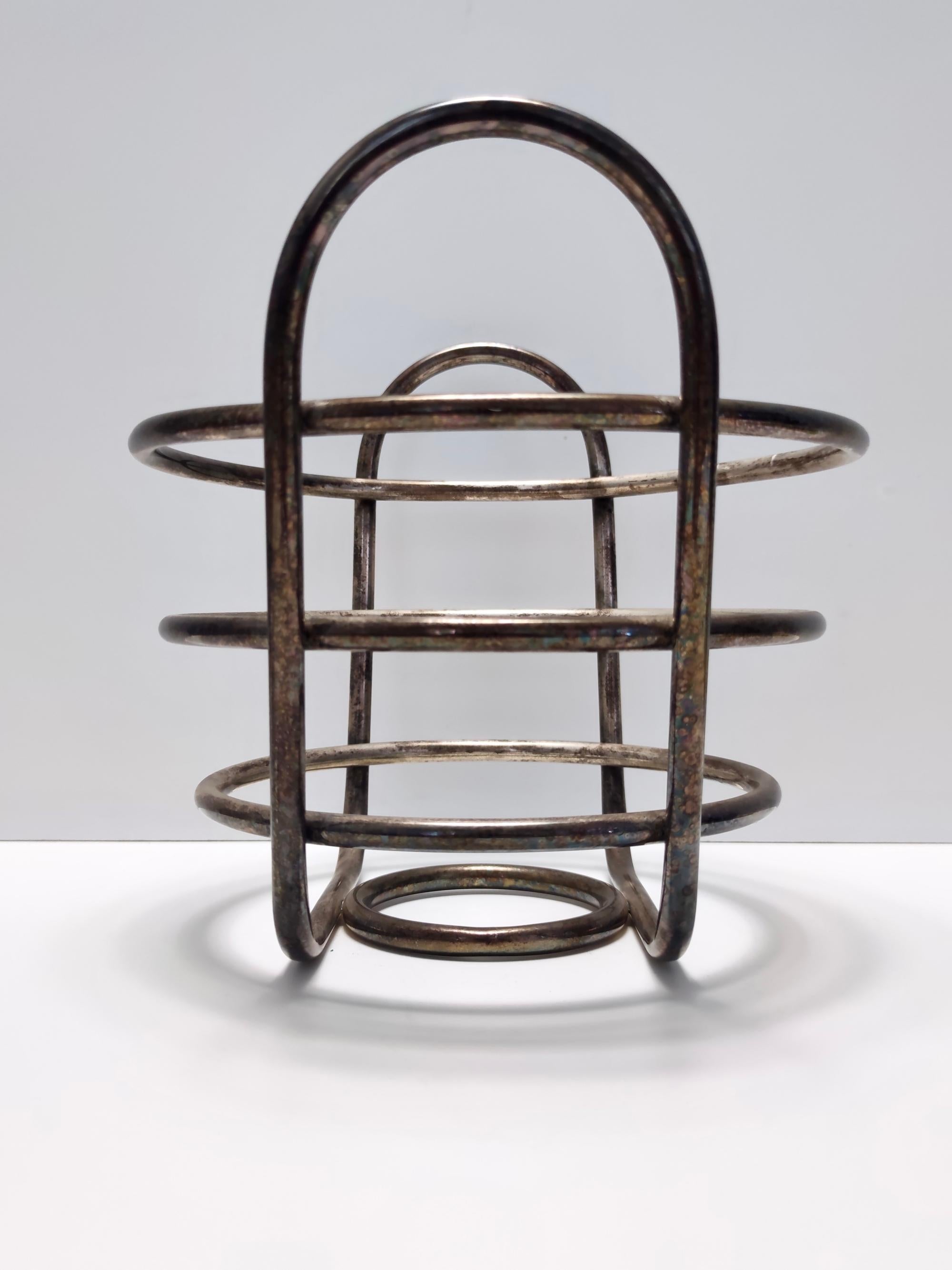 Italian Postmodern Sheffield Plated Metal Fruit Basket by Lino Sabattini, Marked, Italy For Sale