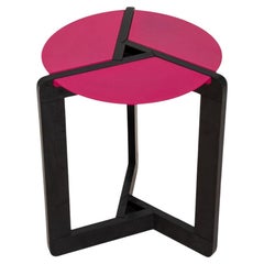 Vintage Postmodern Shocking Pink and Black Side Table