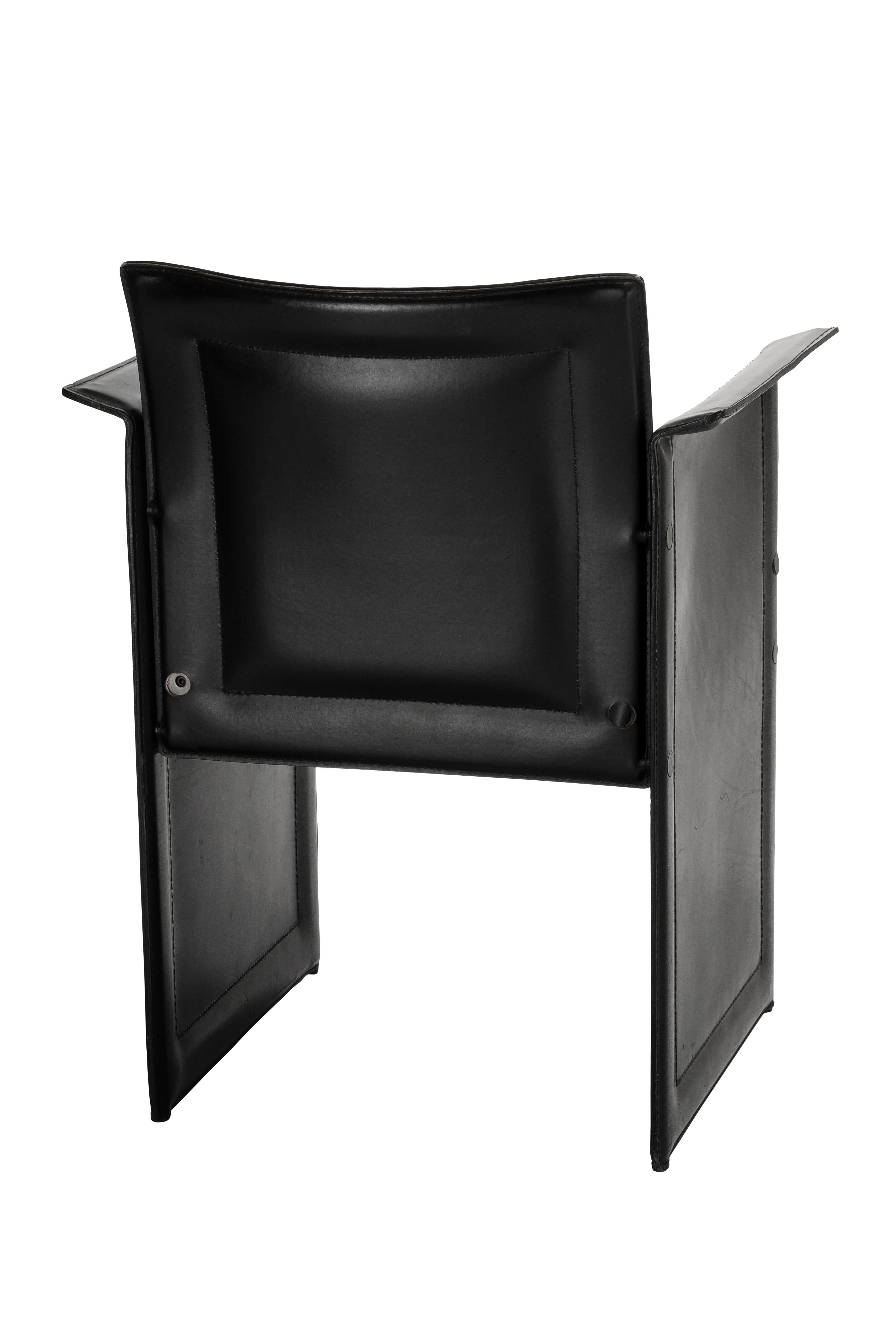 Post-Modern Postmodern Side Chair in Leather by Arrben, circa 1980s For Sale