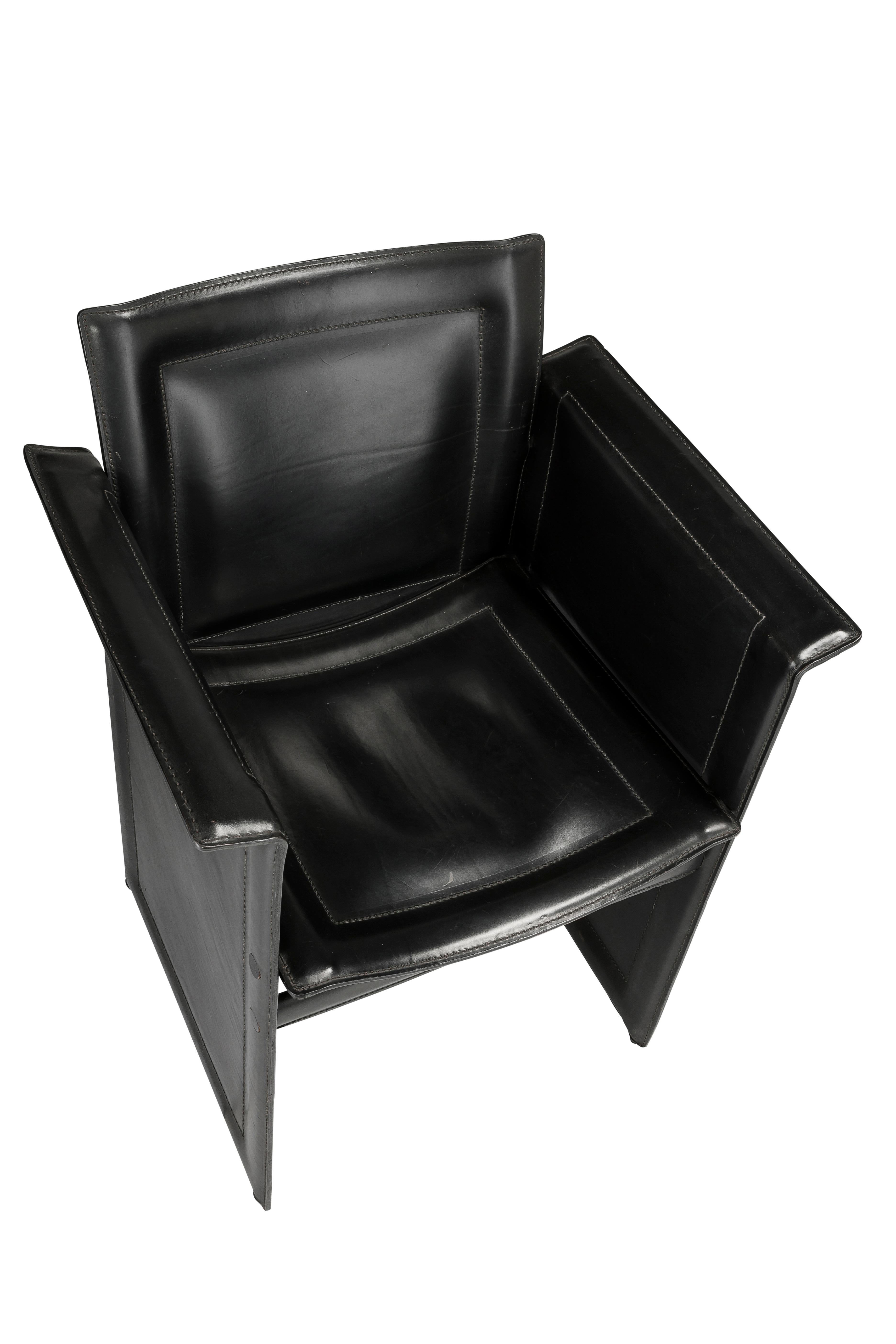 South African Postmodern Side Chair in Leather by Arrben, circa 1980s For Sale
