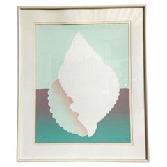 Vintage Postmodern Signed and Framed Lithograph Titled “Shell”