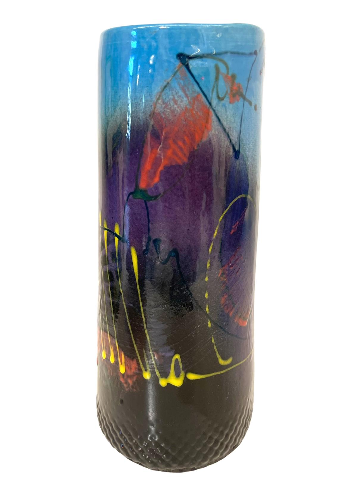 Post-Modern Postmodern Signed Ceramic Vase For Sale
