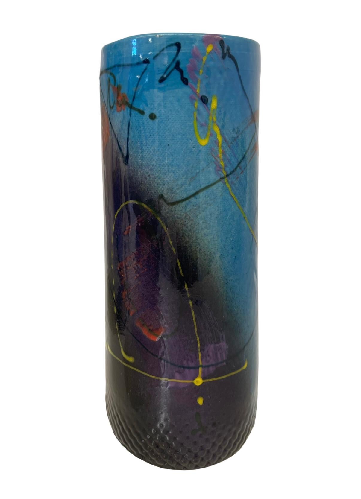 American Postmodern Signed Ceramic Vase For Sale