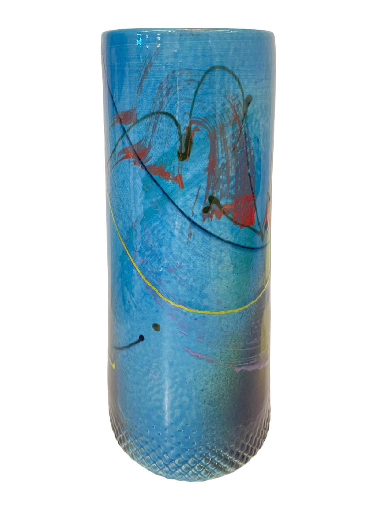 Postmodern Signed Ceramic Vase In Good Condition For Sale In Bastrop, TX