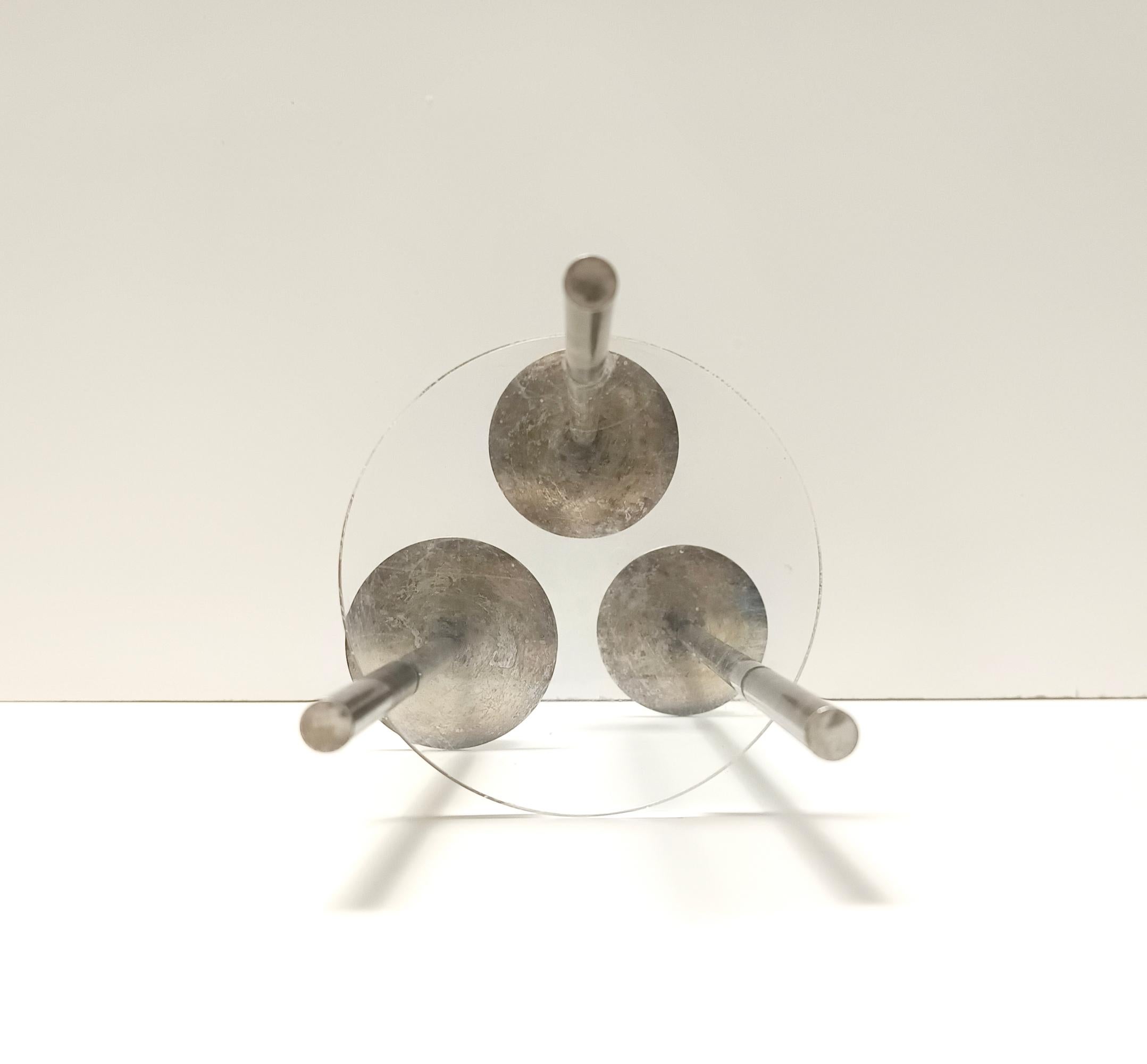 Candélabre postmoderne en laiton argenté et plexiglas de Mesa, Italie 1970 en vente 2