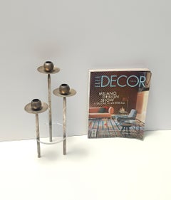 Postmodern Silver-Plated Brass and Plexiglass Candelabrum by Mesa, Italy 1970s