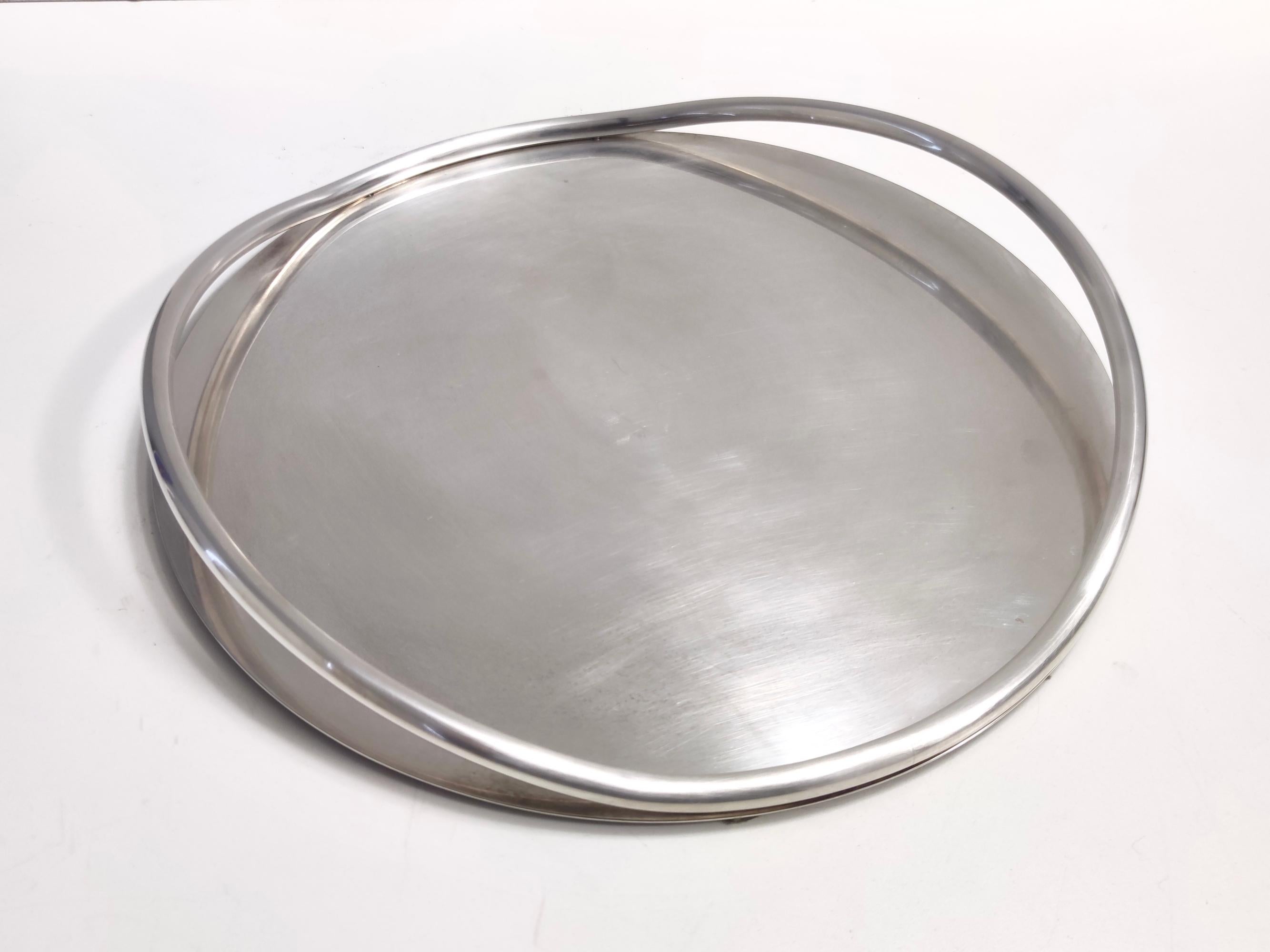 Italian Postmodern Silver-Plated Serving Plate or Centerpiece Attr. to Lino Sabattini For Sale