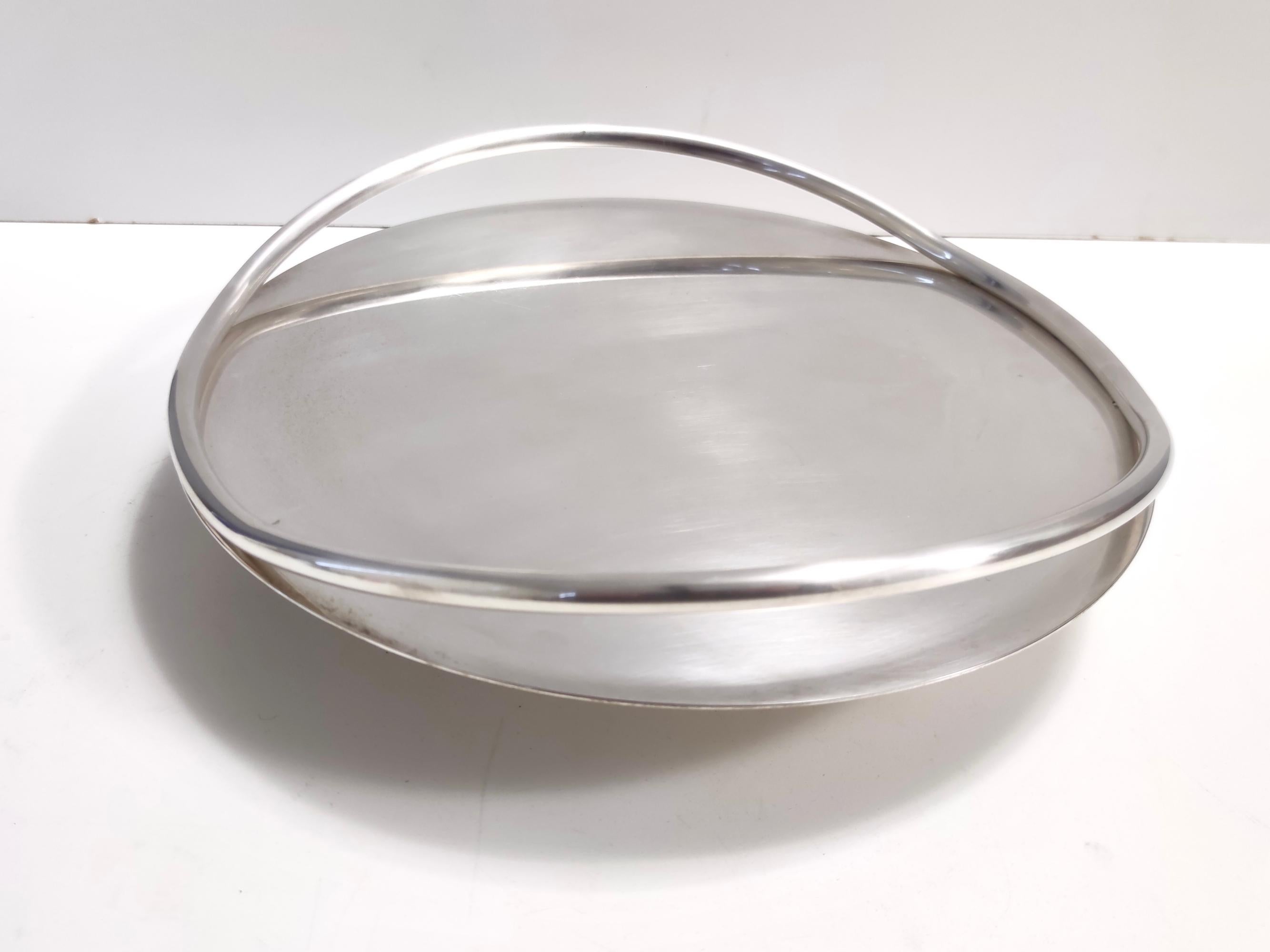 Silvered Postmodern Silver-Plated Serving Plate or Centerpiece Attr. to Lino Sabattini For Sale