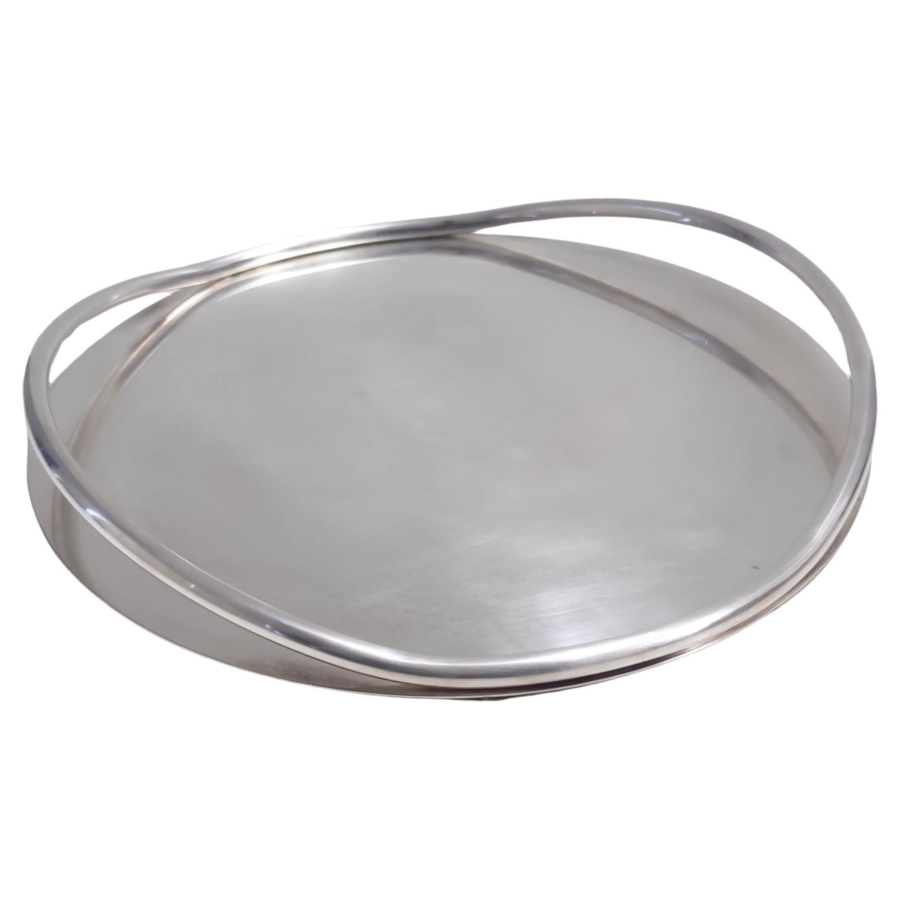 Postmodern Silver-Plated Serving Plate or Centerpiece Attr. to Lino Sabattini For Sale