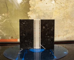 Postmodern Single-Flower Vase in Marble with Glass Details, Italy, 1980s