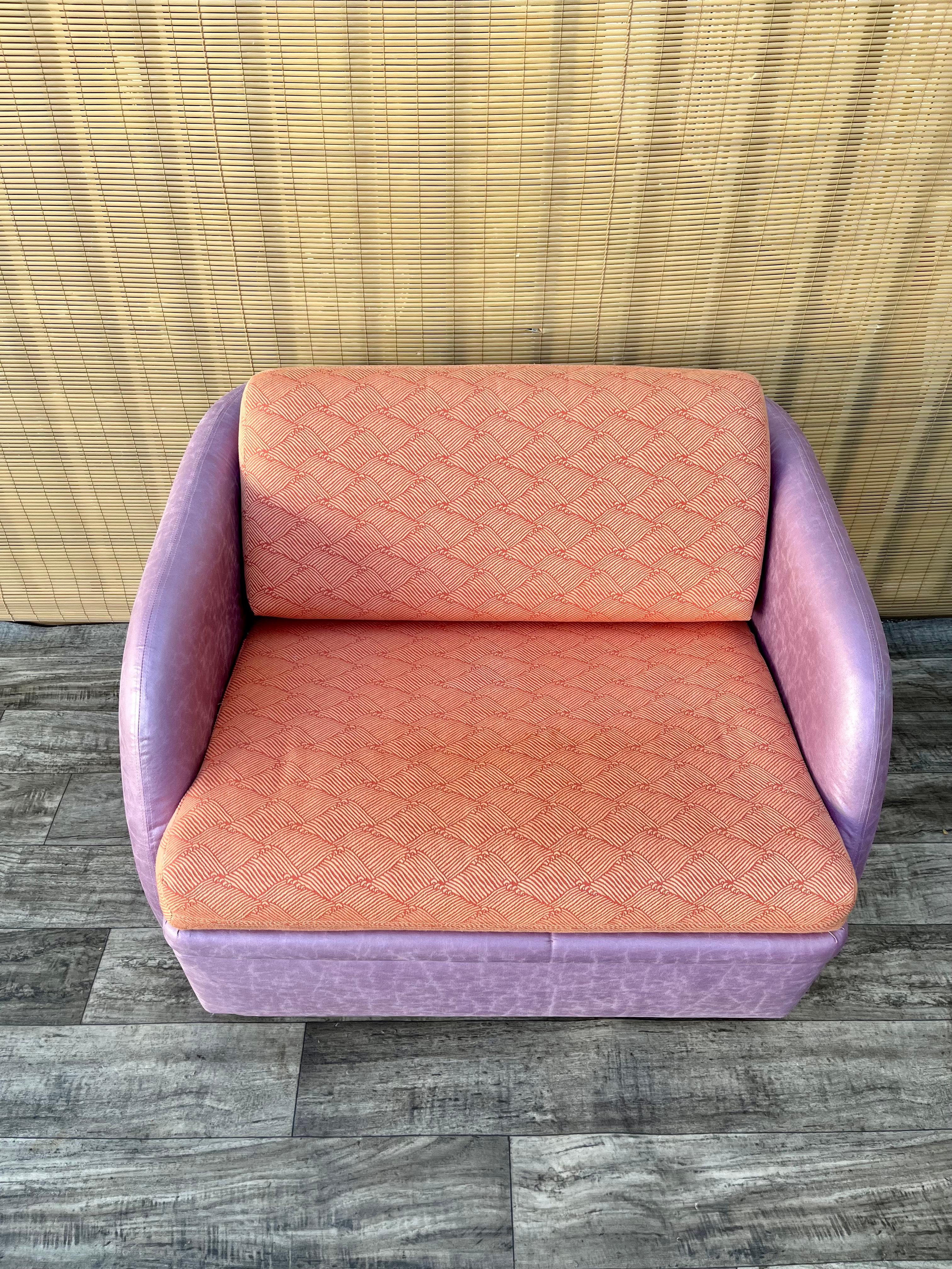 Postmodern Sleeper Lounge Chair and Ottoman by Thayer Coggin. Circa 1980s  2