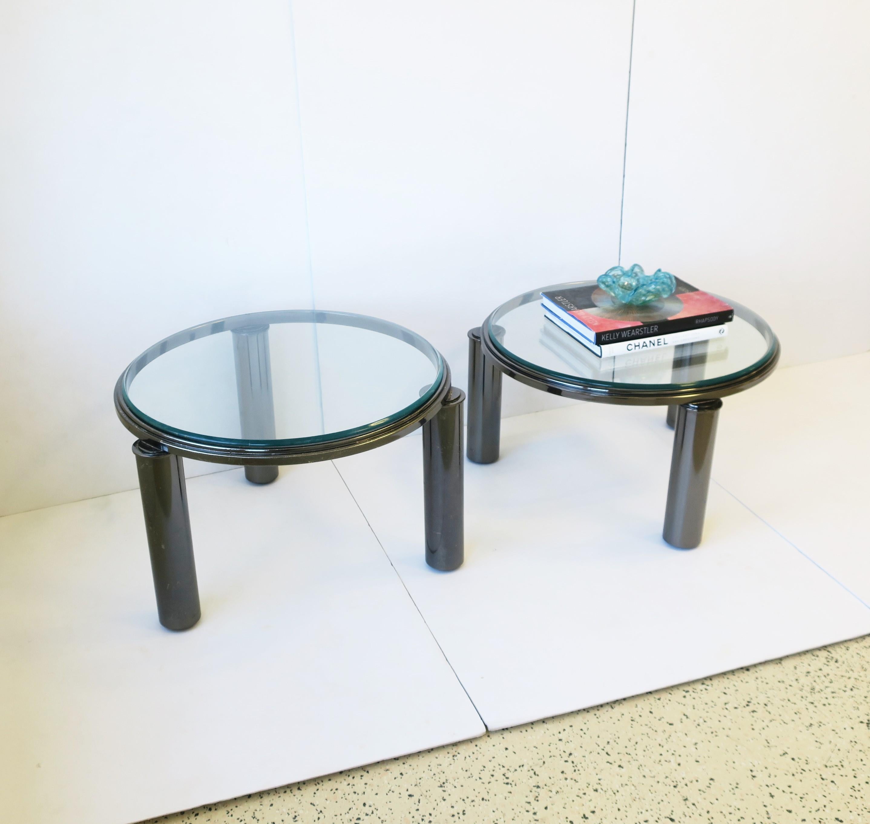 Postmodern Smoked Charcoal Chrome & Glass Cocktail Tables by DIA, '90s, Set of 2 For Sale 1