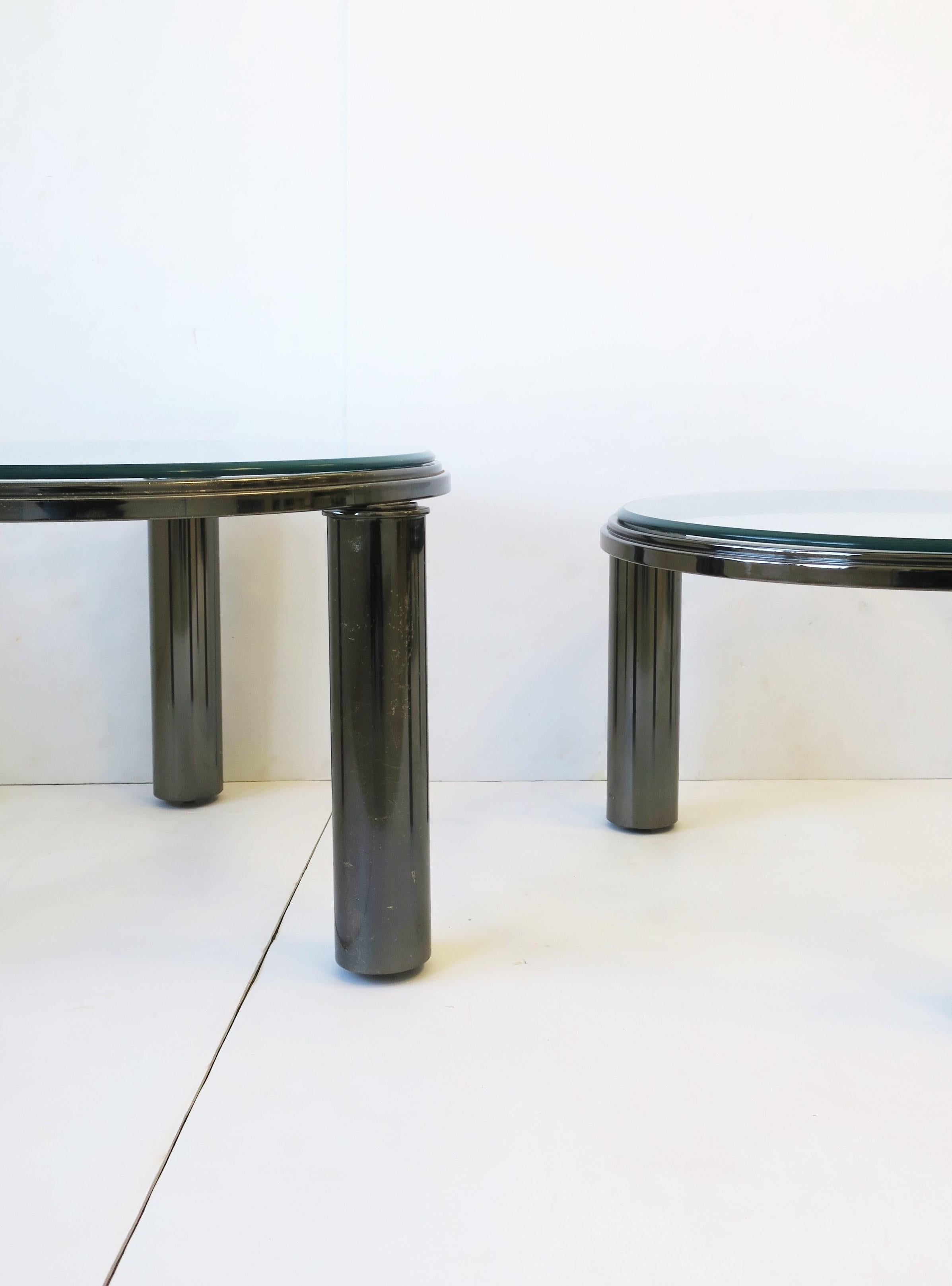 Postmodern Smoked Charcoal Chrome & Glass Cocktail Tables by DIA, '90s, Set of 2 For Sale 4