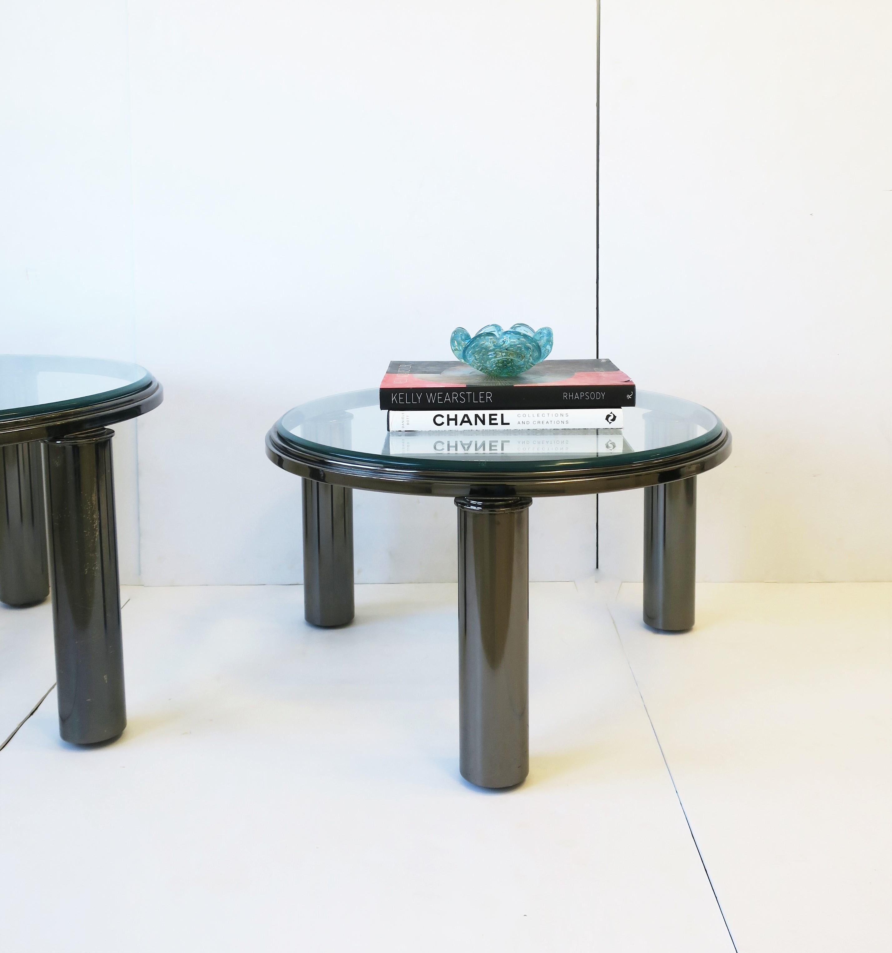 Postmodern Smoked Charcoal Chrome & Glass Cocktail Tables by DIA, '90s, Set of 2 In Good Condition For Sale In New York, NY