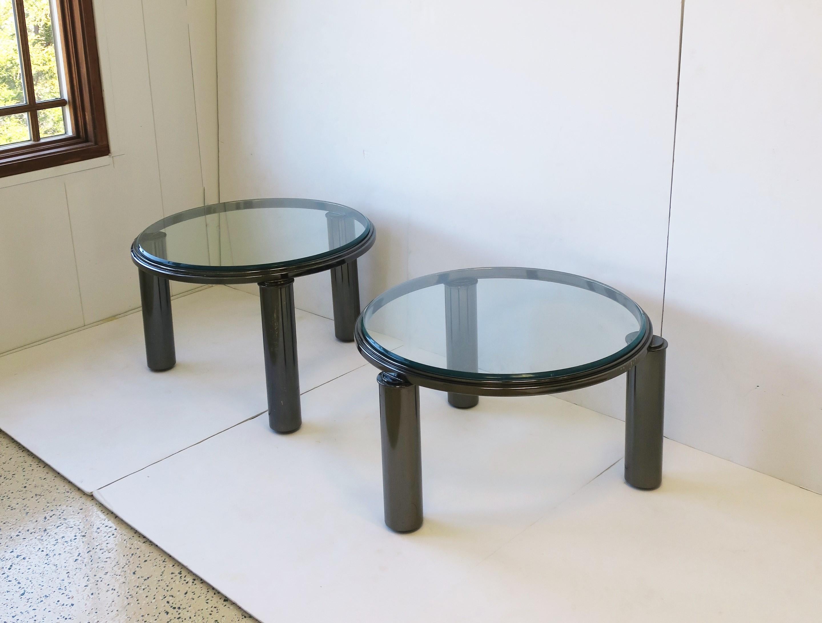 Postmodern Smoked Charcoal Chrome & Glass Cocktail Tables by DIA, '90s, Set of 2 In Good Condition For Sale In New York, NY