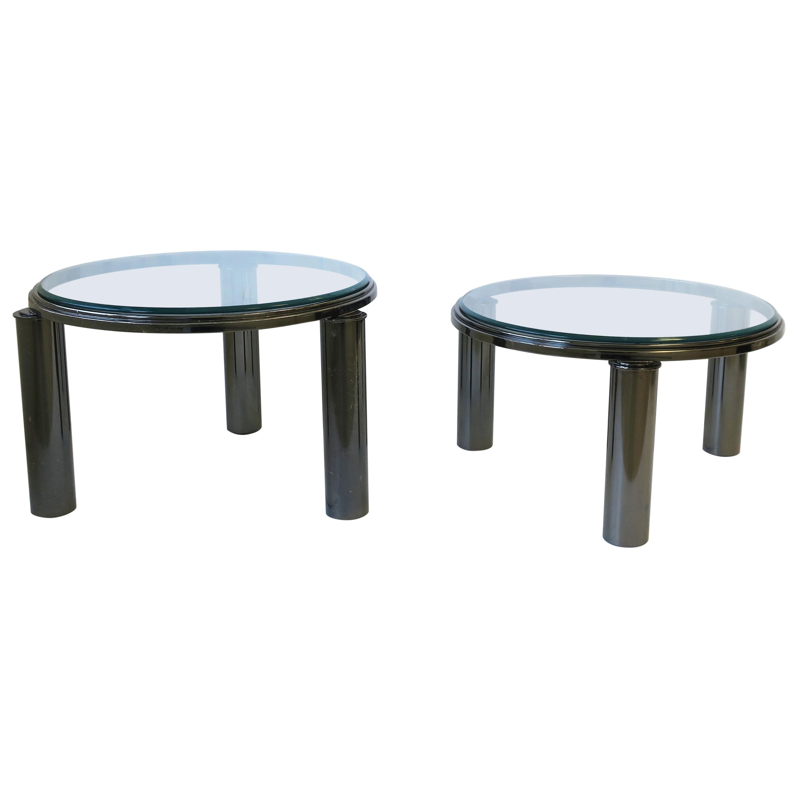 Postmodern Smoked Chrome Glass Cocktail Tables by DIA, '90s, Set of 2
