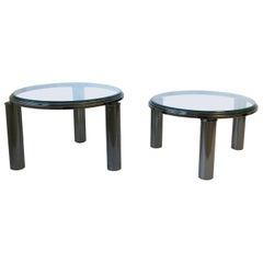 Postmodern Smoked Charcoal Chrome & Glass Cocktail Tables by DIA, '90s, Set of 2