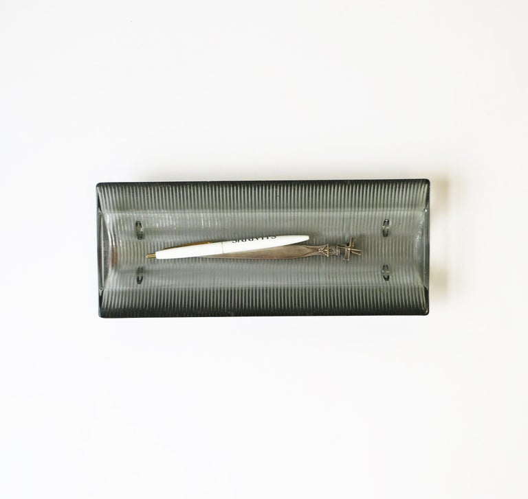 Postmodern Smoked Glass Desk Pen Holder Catchall Vide-Poche For Sale 7