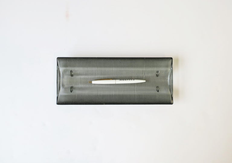 Postmodern Smoked Glass Desk Pen Holder Catchall Vide-Poche For Sale 11