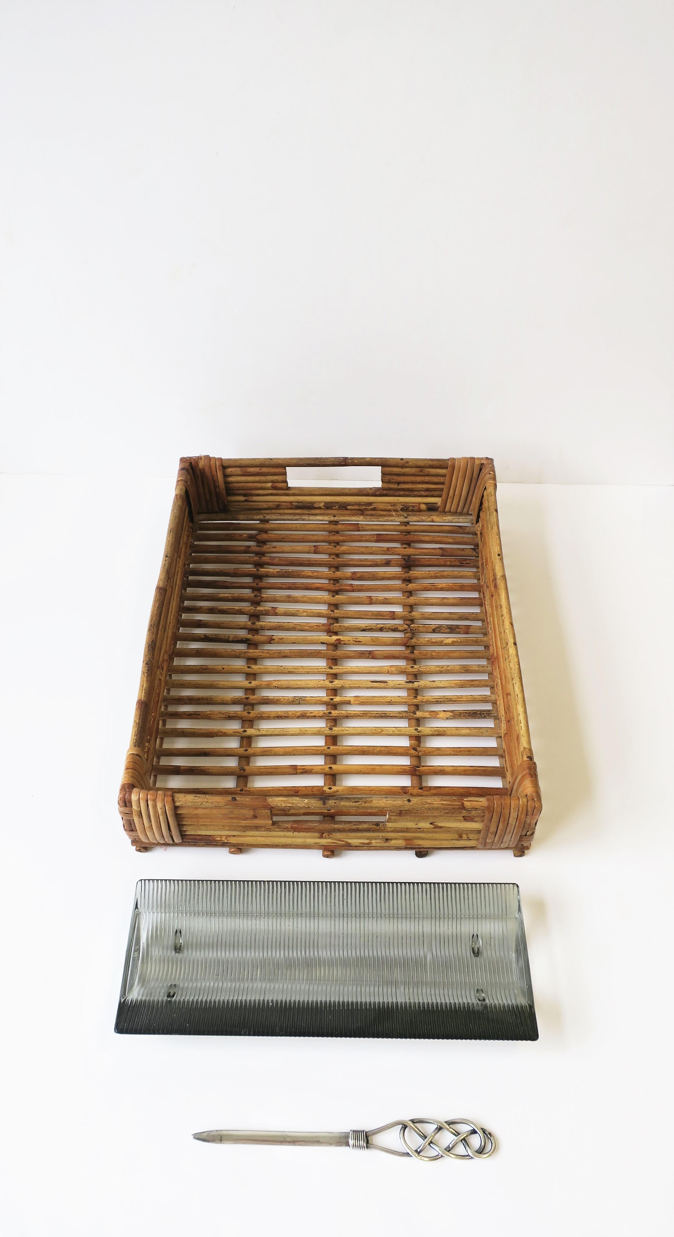 20th Century Postmodern Glass Desk Pen Holder Catchall Vide-Poche