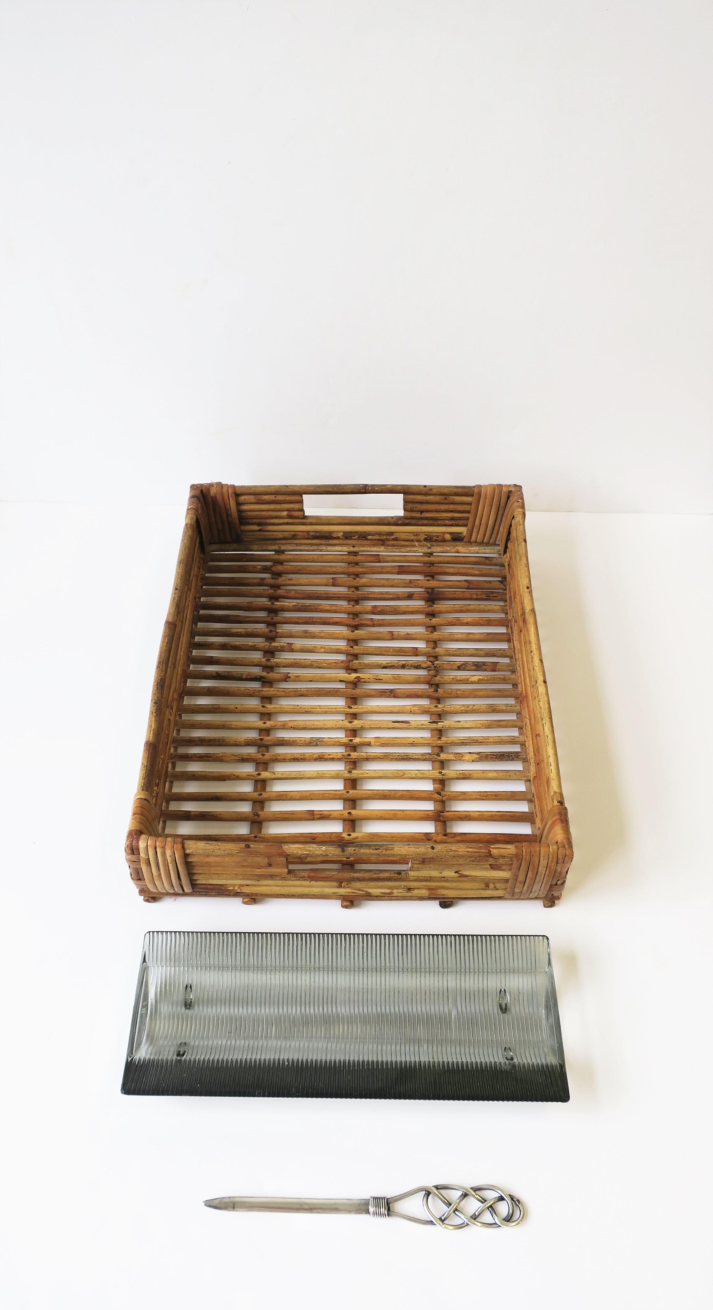 20th Century Postmodern Glass Desk Pen Holder Catchall Vide-Poche For Sale