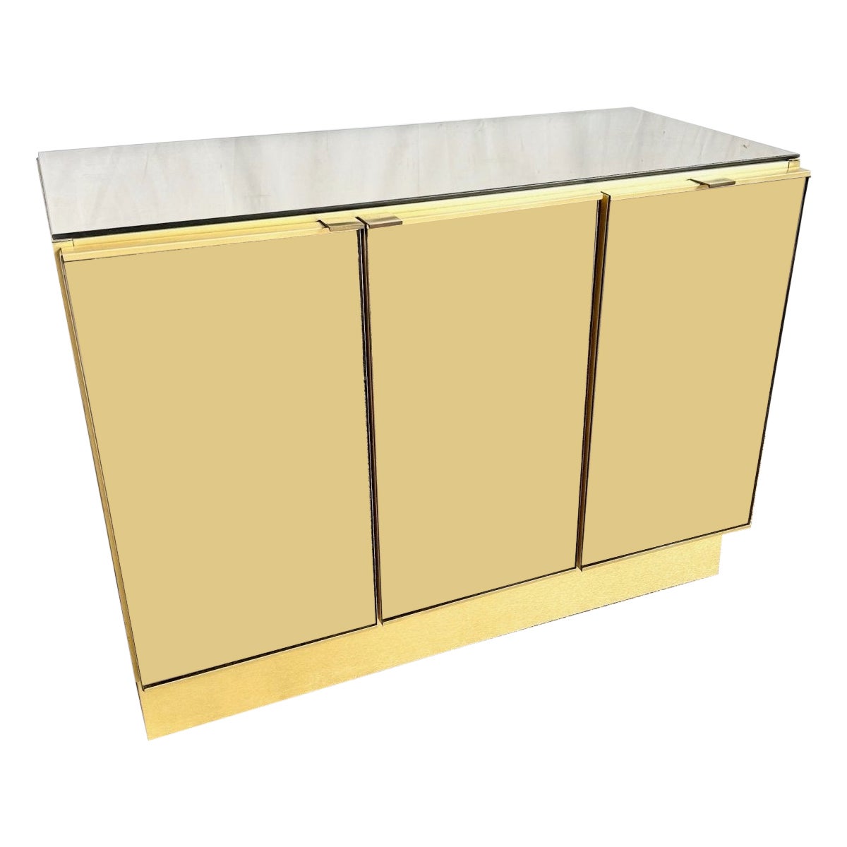 Credenza postmoderna con specchio fumé e oro