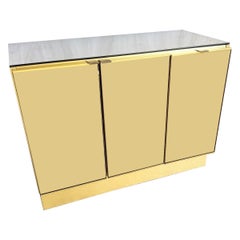 Credenza postmoderna con specchio fumé e oro