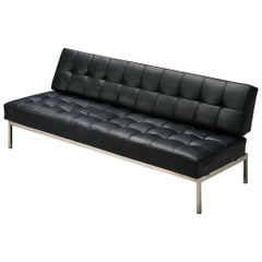 Johannes Spalt 'Constanze' Sofa Daybed in Black Leather and Steel 