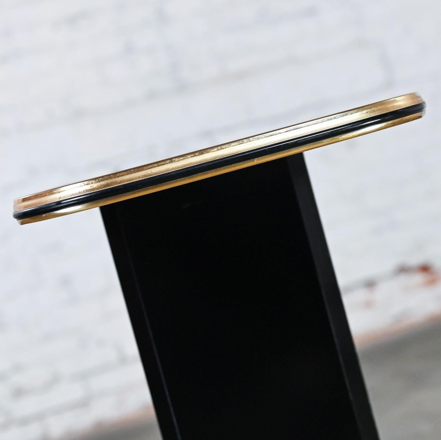 Postmodern Sofa or Console Table with Mirror Top & Black Lacquered Pedestal Base 4