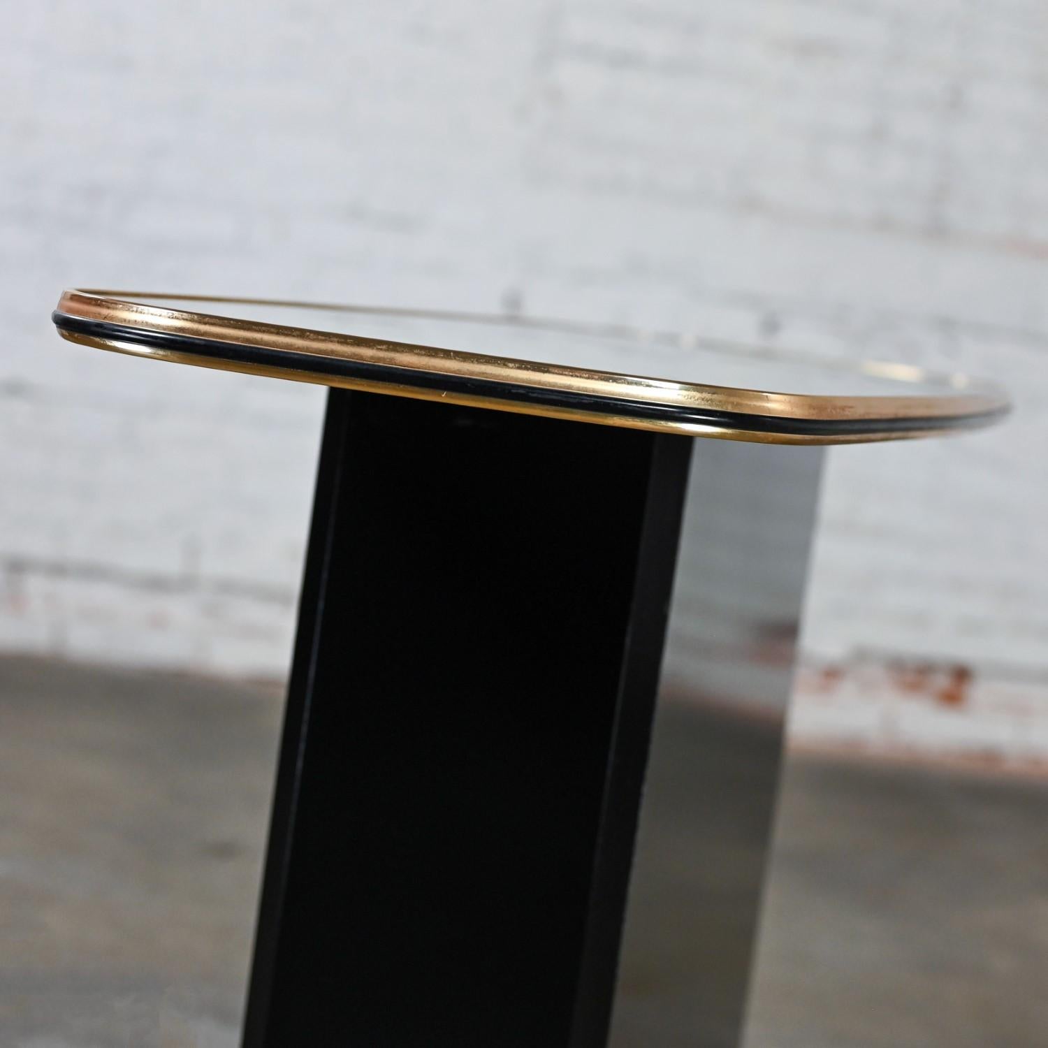 Postmodern Sofa or Console Table with Mirror Top & Black Lacquered Pedestal Base 5