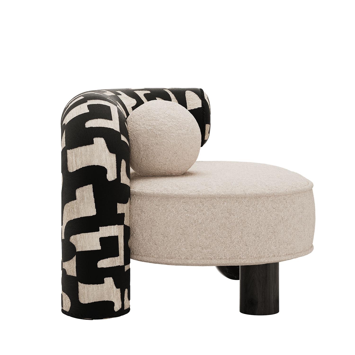 Postmoderner Soleil Sessel aus Samtjacquard und schwarzem Eschenholz von Mavo Atelier A (Portugiesisch) im Angebot