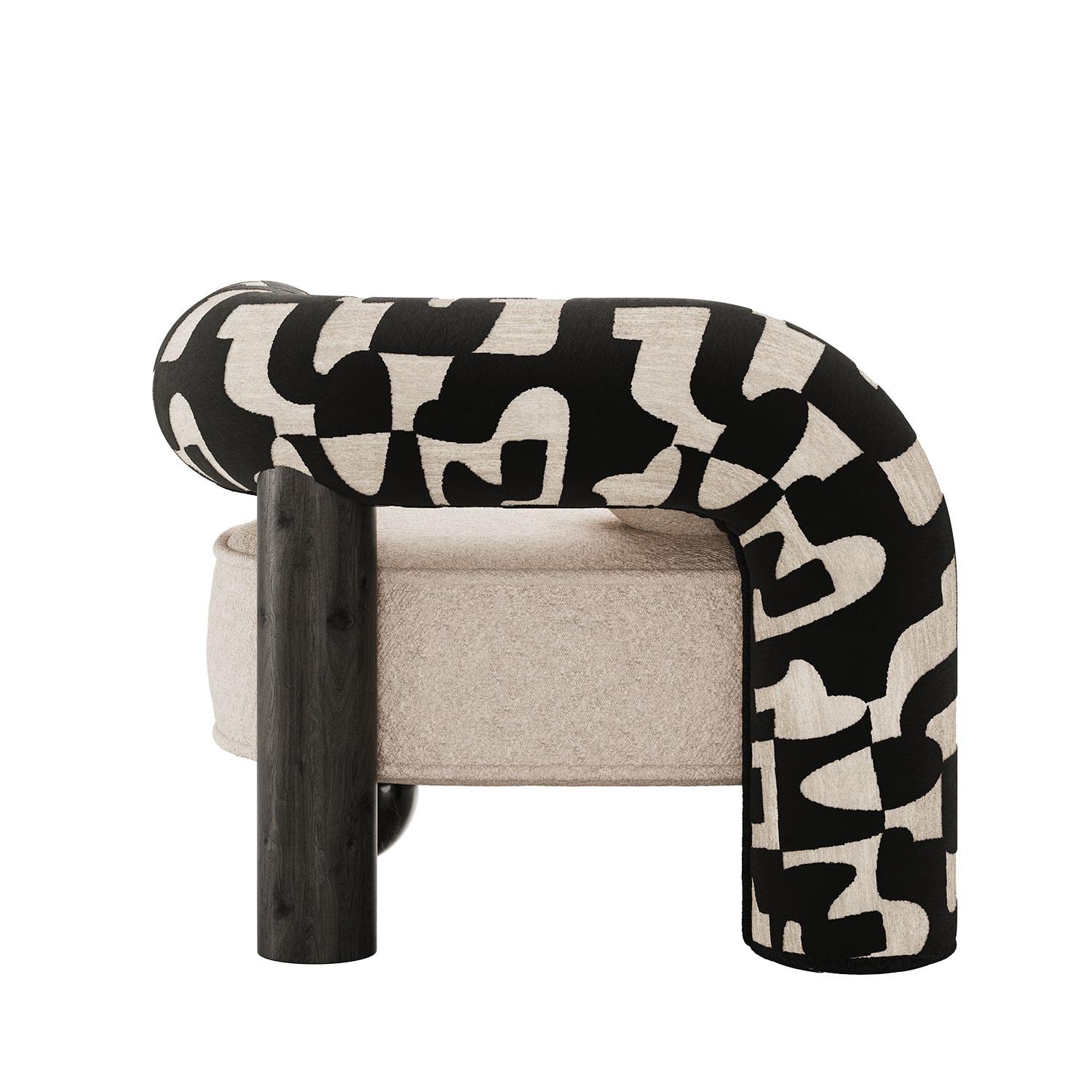 Postmoderner Soleil Sessel aus Samtjacquard und schwarzem Eschenholz von Mavo Atelier A im Zustand „Neu“ im Angebot in Trofa, PT