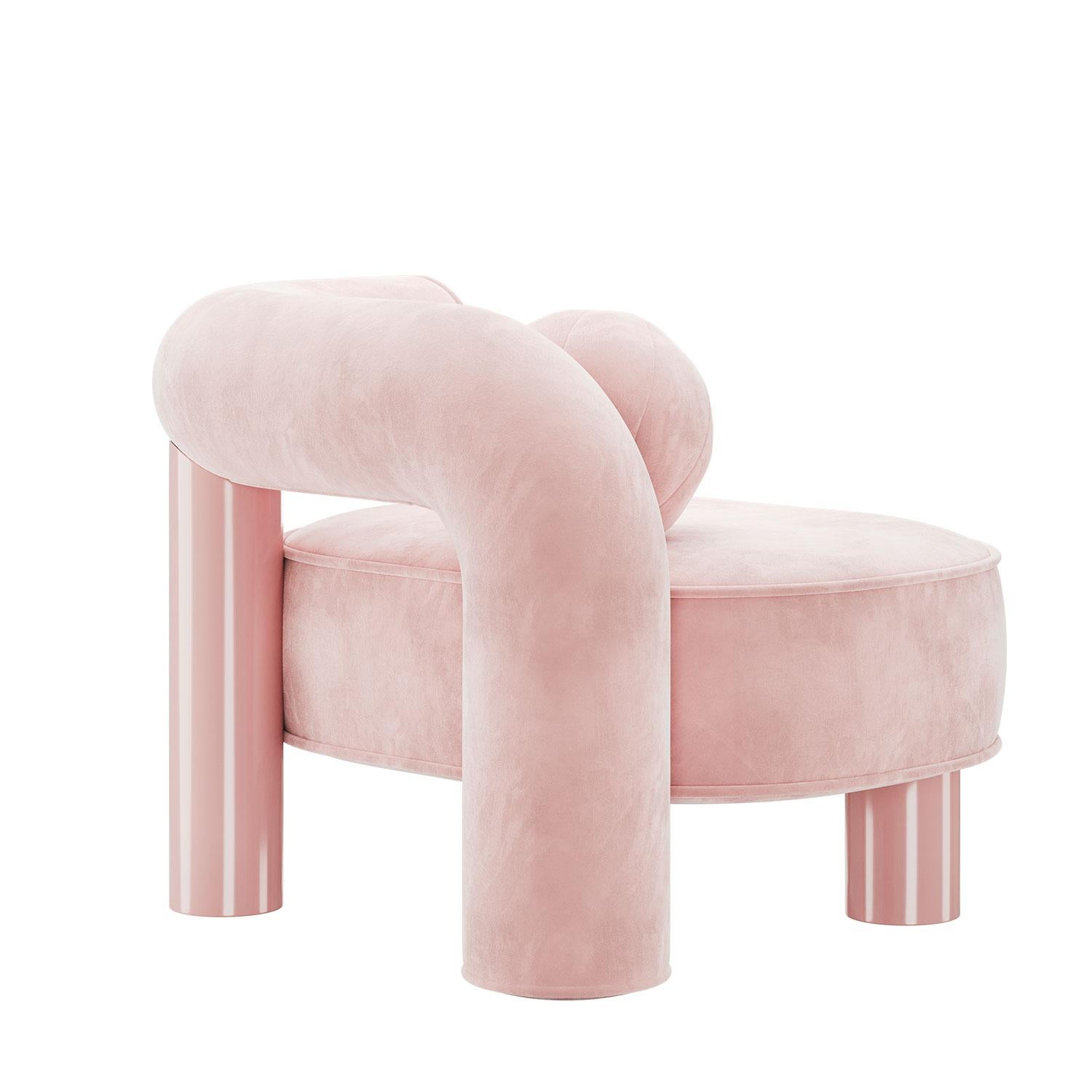 Sillón postmoderno Soleil de terciopelo de algodón, laca y mármol de Mavo Atelier Portugués en venta
