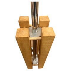 Postmodern Solid Birch Wood & Aluminum Sculptural Table/ Desk Lamp