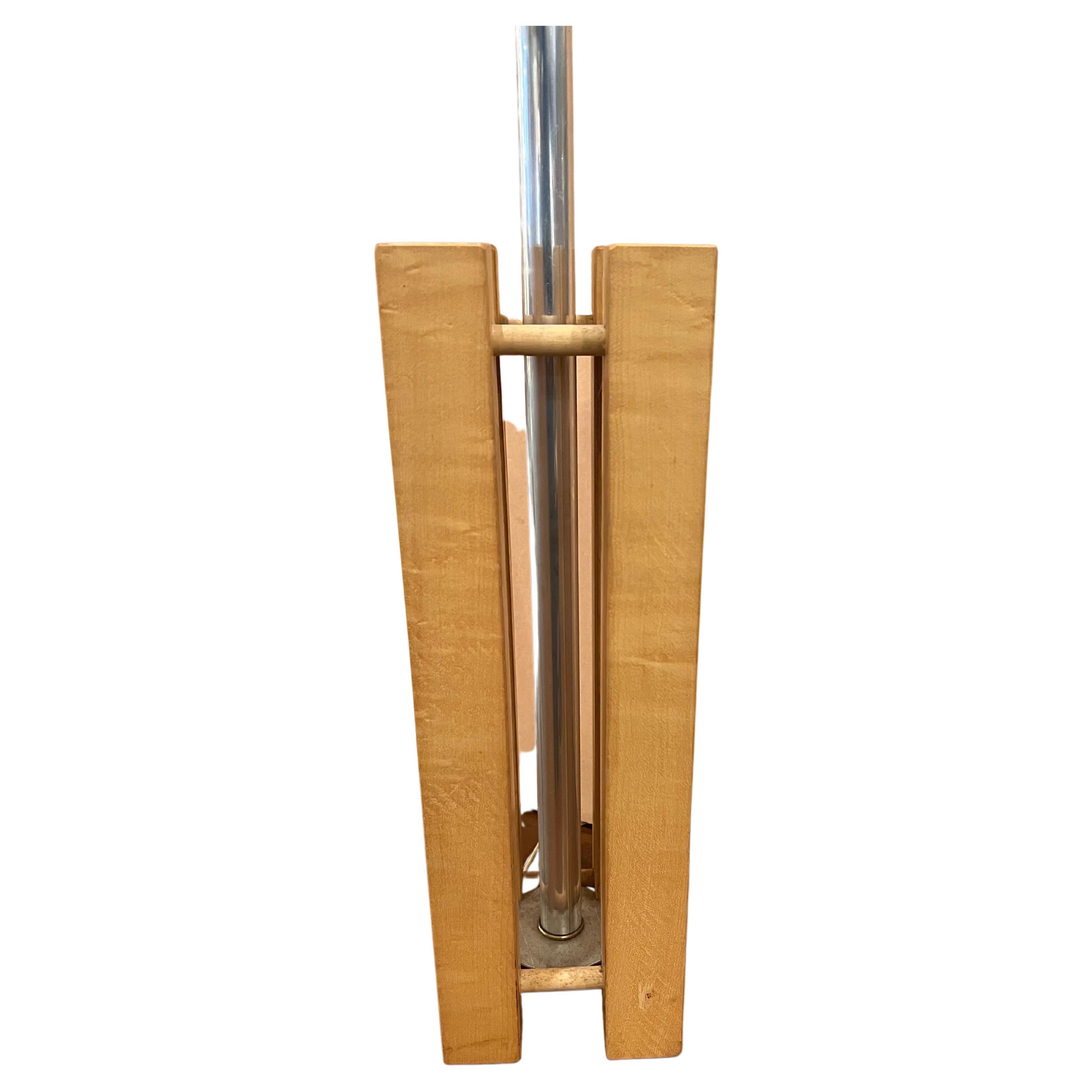 Postmodern Solid Birch Wood & Aluminum Sculptural Table/ Desk Lamp In Good Condition For Sale In San Diego, CA
