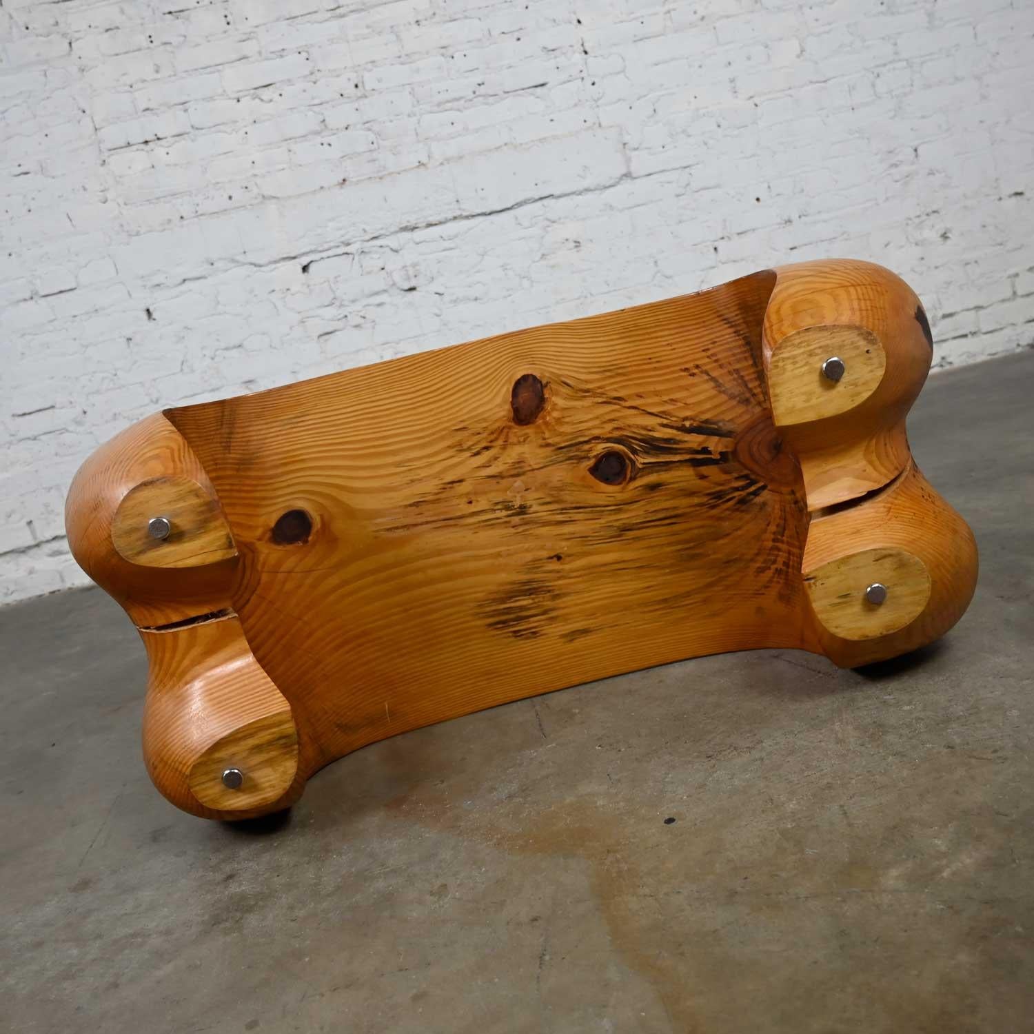 Postmodern Solid Heartwood Pine Bench or Coffee Table Style of Castle or Gromoll 6