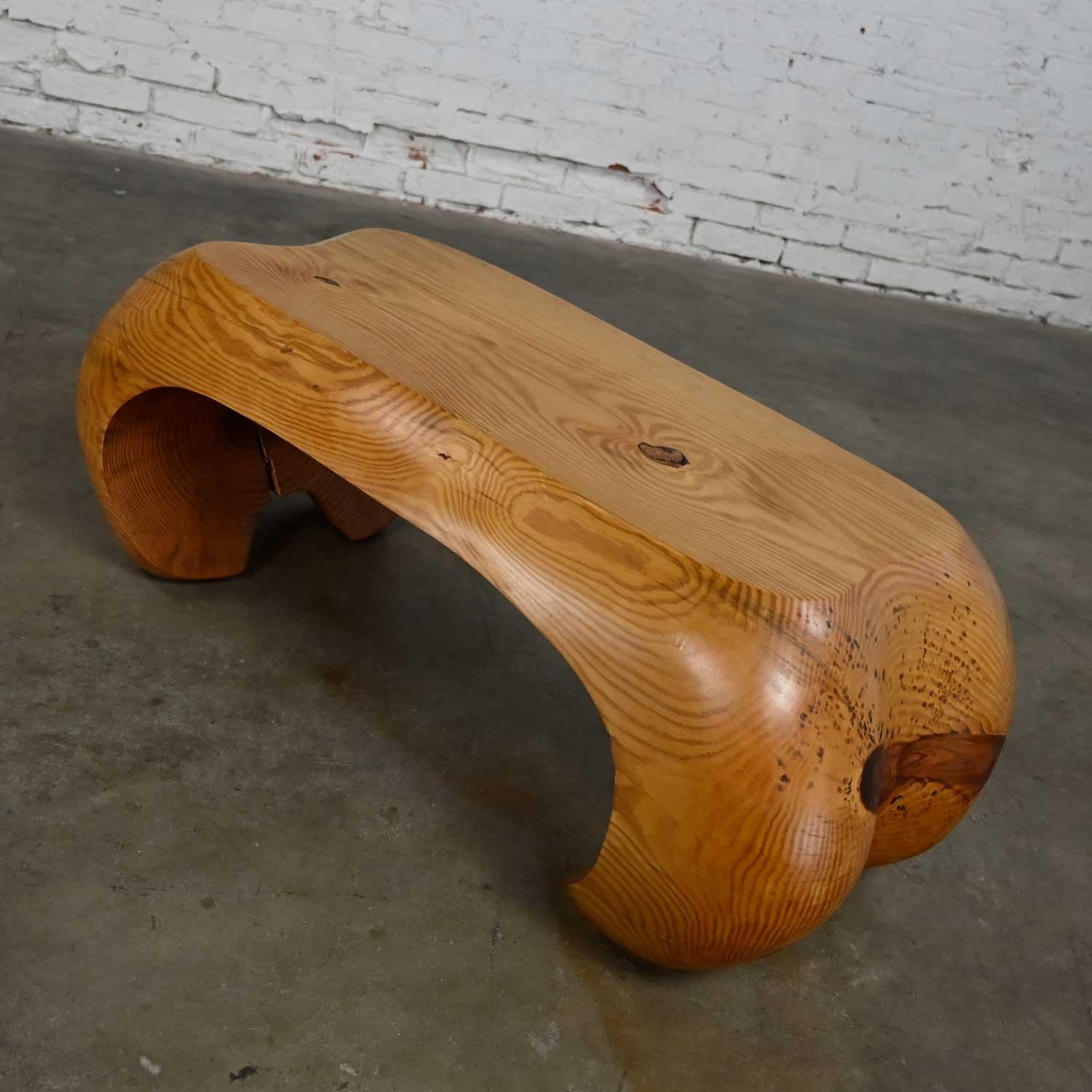 20th Century Postmodern Solid Heartwood Pine Bench or Coffee Table Style of Castle or Gromoll