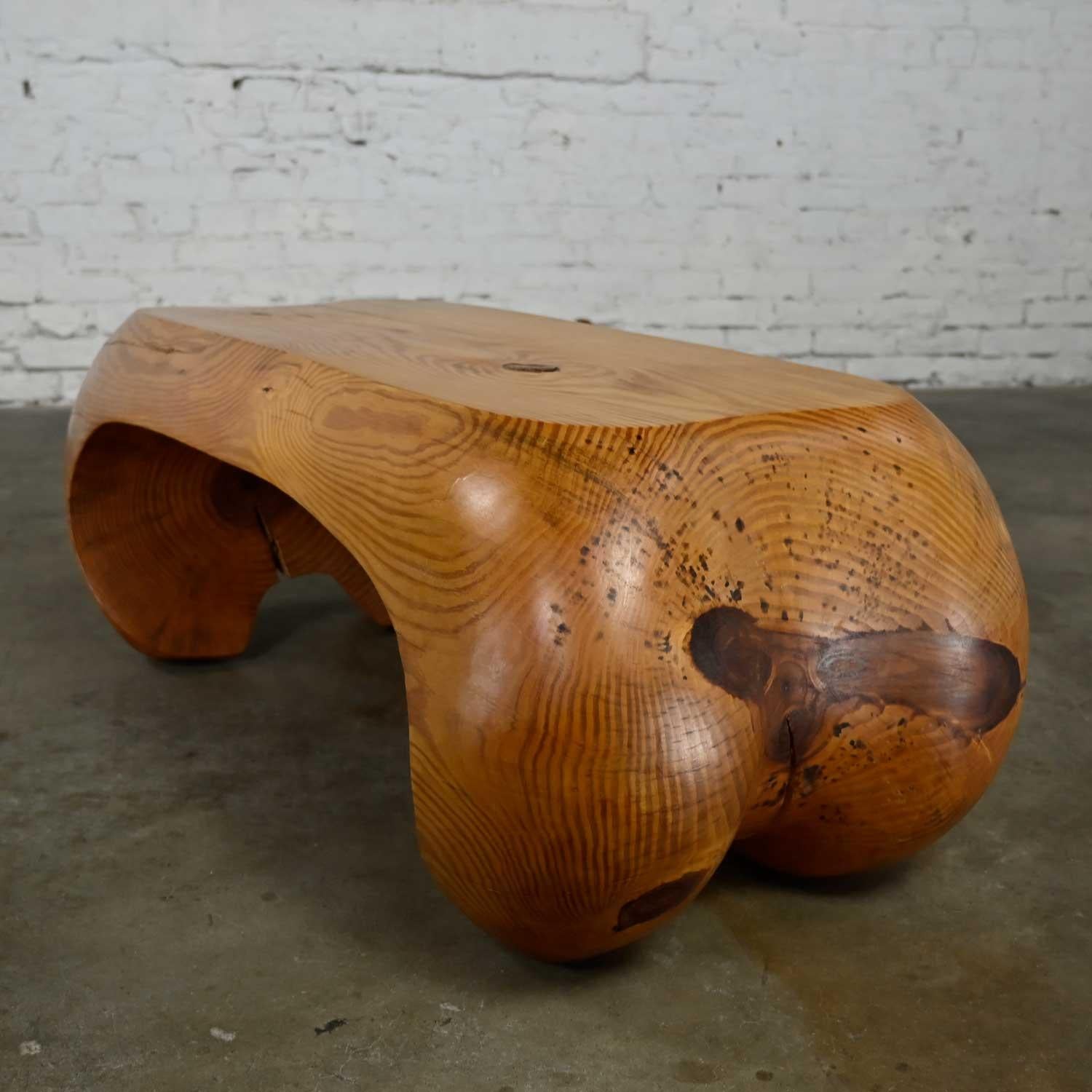 Postmodern Solid Heartwood Pine Bench or Coffee Table Style of Castle or Gromoll 2