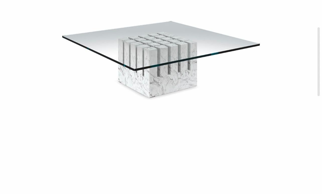  Postmodern solid Italian Carrara Marble Coffee/Cocktail Table Base/Pedestal 1