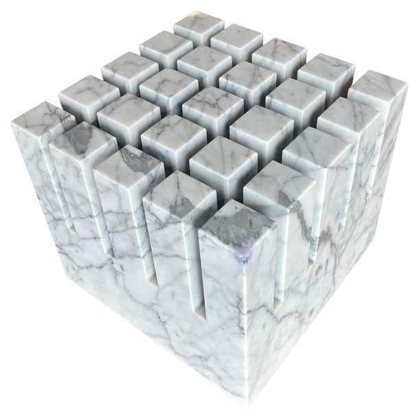 Postmodern solid Italian Carrara Marble Coffee/Cocktail Table Base ...