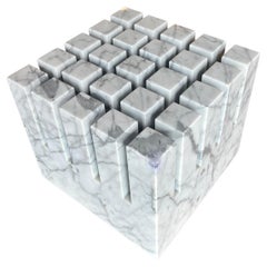 Postmodern solid Italian Carrara Marble Coffee/Cocktail Table Base/Pedestal