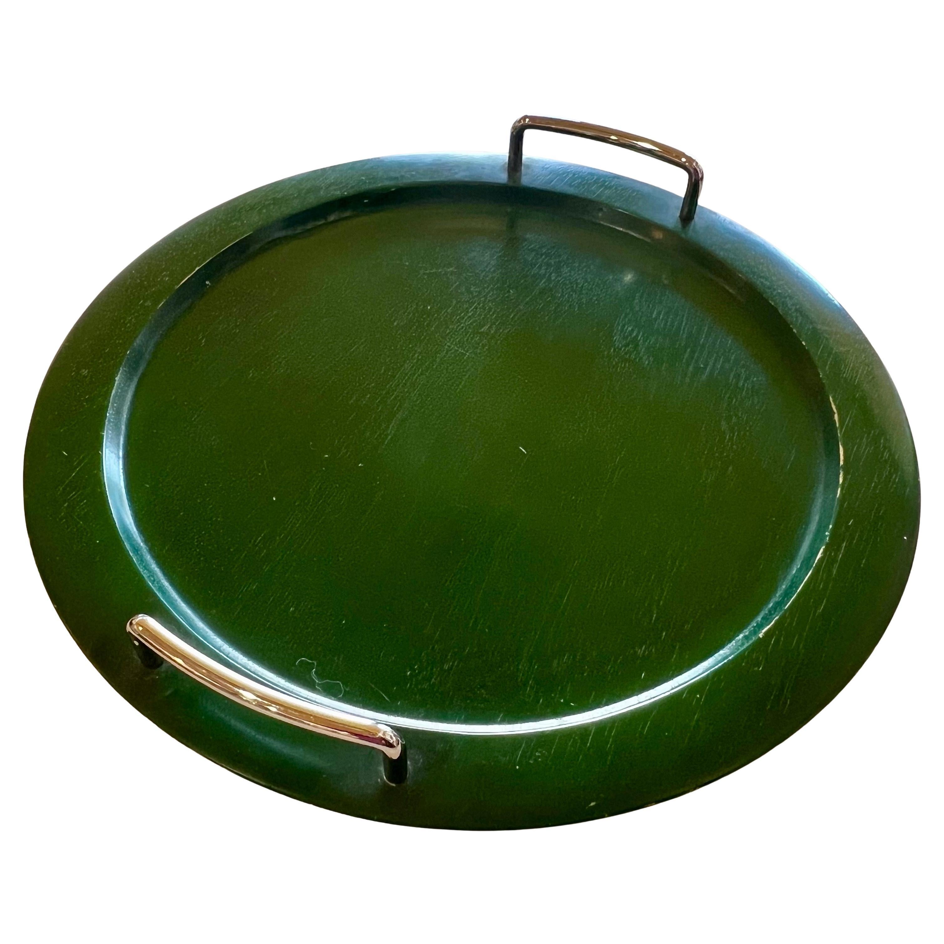 Bandeja Postmoderna de Madera Maciza Lacada con Asas Cromadas Lacado en venta