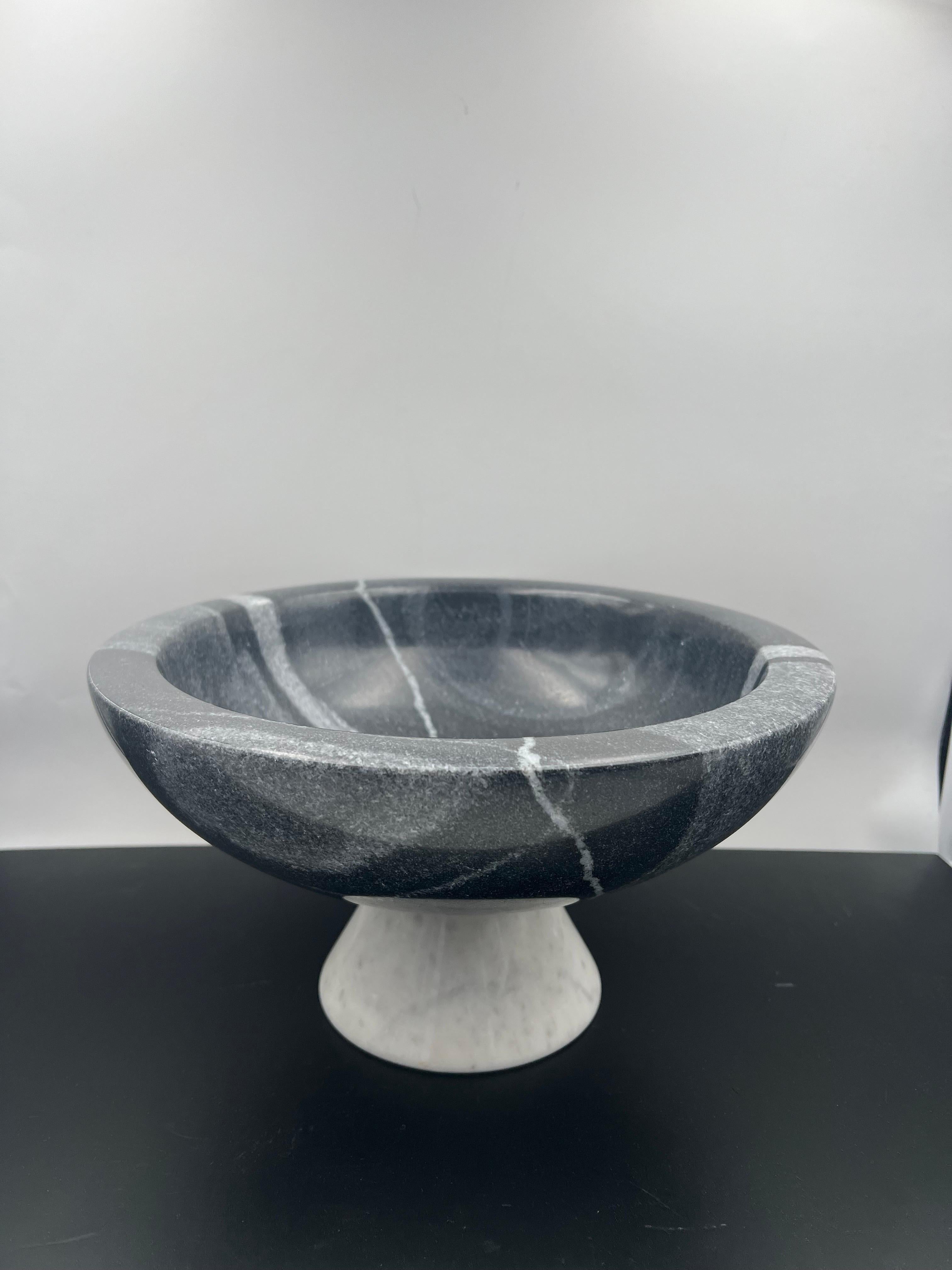 Post-Modern Postmodern Solid Marble Massive Italian Footed Compote Bowl