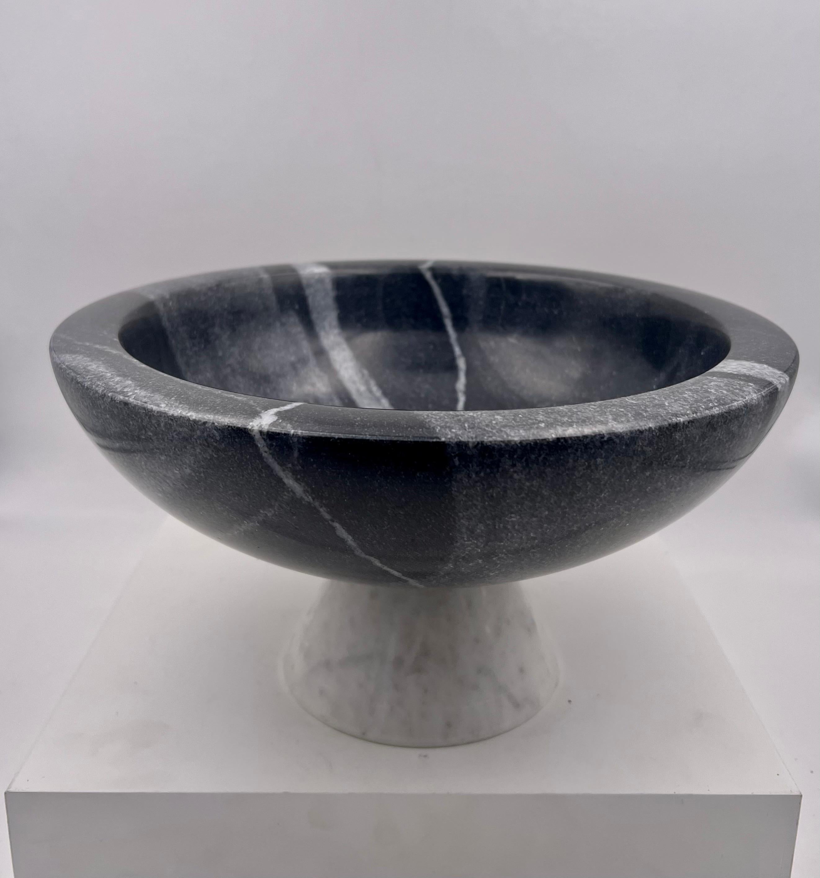 20th Century Postmodern Solid Marble Massive Italian Footed Compote Bowl