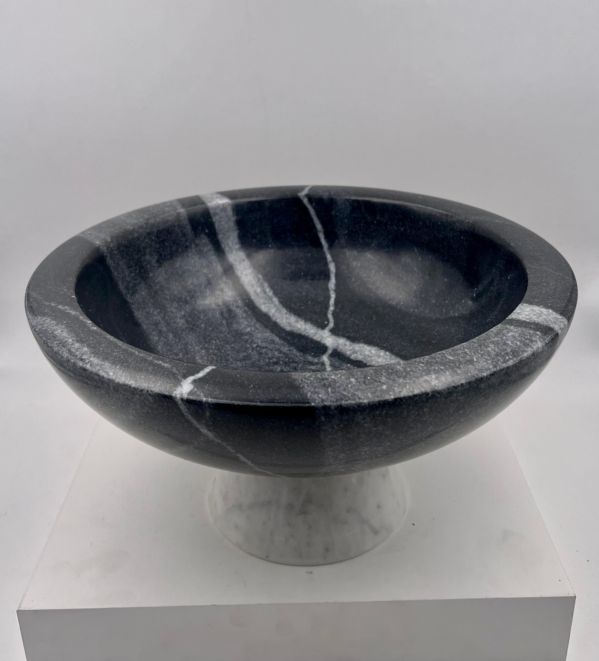 Postmodern Solid Marble Massive Italian Footed Compote Bowl 2